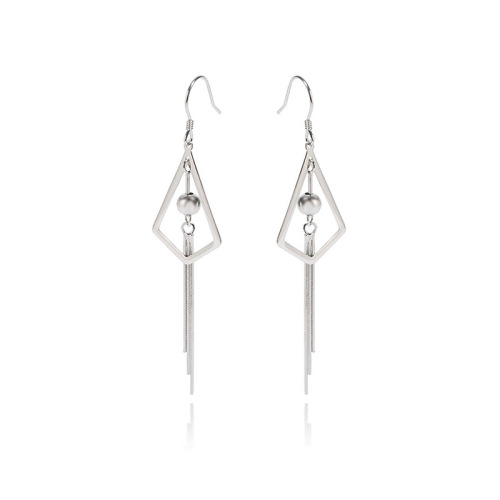 Silver 925 Geometric Statement Earrings Tassel Earrings